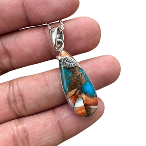 925 Plata de Ley sólida hecha a mano turquesa piedra preciosa Spinner mujer regalo de boda colgante joyería con plata estampada 925 - Product Image 1