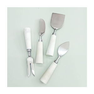 Juego de Cubiertos de cuchillo para cortar queso con mango de mármol blanco Juego de queso de acero inoxidable disponible para compradores mayoristas - Product Image 1