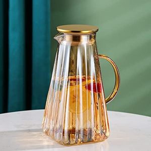 Jarra de Agua de Vidrio con Acabado Dorado TQC, Jarra para Agua/Zumo/Vino, Diseño Moderno y Lujoso, Capacidad de 1 Litro, Jarra Decorativa para Mesa de Cocina - Product Image 4