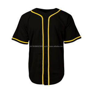 Jersey de béisbol y softbol transpirable de secado rápido para camisetas de béisbol negras de diseño abotonado Unisex para hombres - Product Image 1