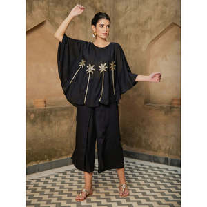 ชุดเสื้อเบลเซอร์และกางเกงผ้าลินินปักลายโมร็อกโก - ชุดฤดูร้อน 2 ชิ้น - Product Image 3