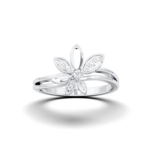 0.10 Carat F-G/VS Lab Grown Bague florale en diamant rond Cadeau décontracté en platine pour elle - Product Image 1