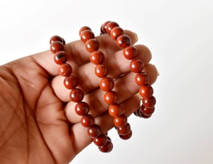 กำไลข้อมือหินแจสเปอร์สีแดงธรรมชาติขัดเงา ขนาด 8 มม. รูปทรงกลม สำหรับทำเครื่องประดับสมาธิ ขายส่ง - Product Image 3