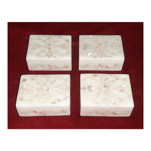 Chất lượng cao trắng đá quý đá cẩm thạch <span class=keywords><strong>Inlay</strong></span> làm việc hình chữ nhật hình dạng lưu trữ đồ trang sức hộp cho trang trí nội thất và quà tặng - Product Image 1