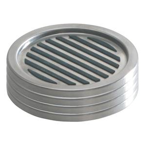 Sous-verres en métal argenté brossé, antidérapants, avec poignée en silicone, design côtelé, protection de table - Product Image 3