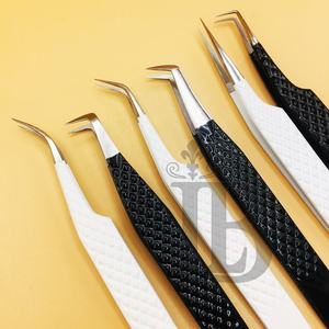 Pinces à épiler durables pour extensions de cils, couleur noir et blanc, pinces droites avec pointe en fibre, cils en vison personnalisés - Product Image 4