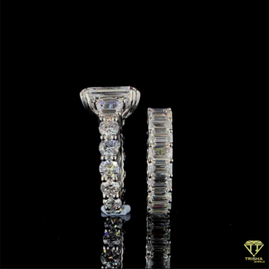 แหวนหมั้นเพชรมรกตสำหรับผู้หญิงชุดแหวนแต่งงานสุดหรูทำจากเงินสเตอร์ลิง - Product Image 3