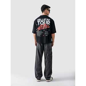 T-shirt de fitness Hell Star 100% coton, coupe ample, style streetwear avec logo imprimé, T-shirt de créateur - Product Image 1