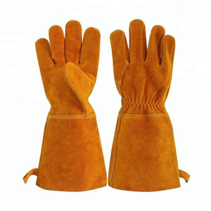 Guantes de trabajo de cuero de vaca para adultos ligeros y resistentes al calor con empuñaduras transpirables para construcción y soldadura - Product Image 1