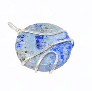 Colgante de alambre de plata con piedra de cristal Natural, collar envuelto en piedra pulida, colgante de labradorita trenzada para regalo, venta al por mayor - Product Image 5