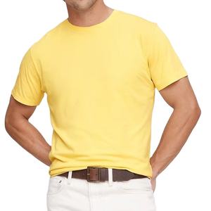 Vente en gros T-shirt décontracté à col rond pour hommes 100% coton biologique à séchage rapide écologique anti-boulochage léger tricoté teint en couleur unie - Product Image 1