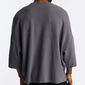 Sweat-shirt à col rond ample et surdimensionné pour homme avec logo personnalisé, en molleton de coton gris, style streetwear décontracté à manches larges, offre OEM ODM - Product Image 3