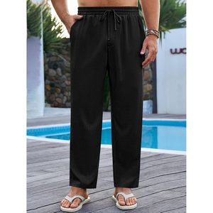 Pantalones Casuales de Lino Cortos para Hombre 2025, 100% Algodón, Cintura Elástica con Cordón, Plisados, Ligeros, para Yoga, Playa, Verano - Product Image 6
