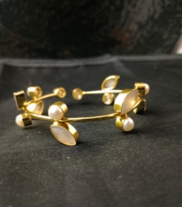 Magnifique bracelet chaîne en laiton plaqué or 18 carats, maillons courbés, style mignon pour femme, unisexe, cadeau de fête, option argent sterling - Product Image 1