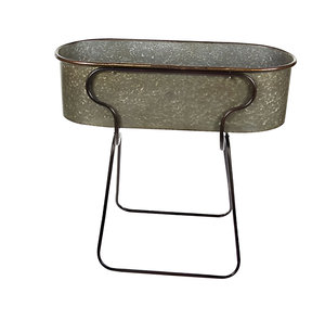 Support en fer de vente chaude supports de jardinière en fer forgé jardinière longue ovale galvanisée avec jardinière faite à la main marron à bas prix - Product Image 6