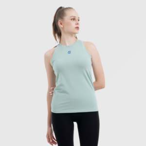 เสื้อกล้ามผ้าถักระบายอากาศได้ดีสีเขียวอ่อนเสื้อผ้ากีฬาใส่สบาย - Product Image 5