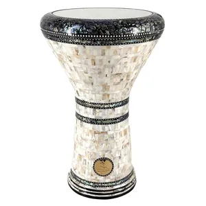 Gawharet El Fan - Darbuka de Perlas Blancas Puras de 22 cm - Doumbek Egipcio Hecho a Mano - Product Image 1