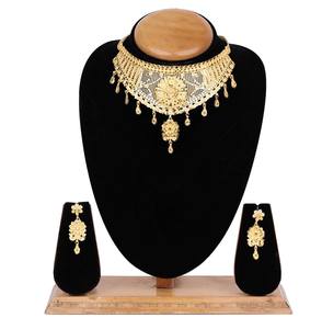 Venta al por mayor 14K 18K 24K chapado en oro de latón gargantilla collares diseño floral tradicional joyería de la boda - Product Image 1