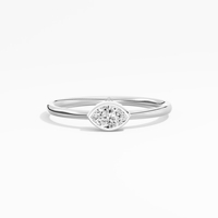 Bague de fiançailles solitaire tendance pour femme en or 14K/18K plaqué rhodium, diamant de laboratoire couleur E taille marquise 0,18 CTW serti clos