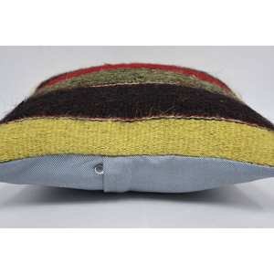 Multicolor Wool Kilim 18x18 Inch Luxury Decorative Accent Pillow Woven Vintage Pattern Leaves 12x12 Inverted Patchwork <b>Cushion</b> - Product Image 5