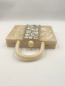 Mini pochette de soirée pour femme en résine, motif carré, forme d'oreiller, avec perles - Product Image 3