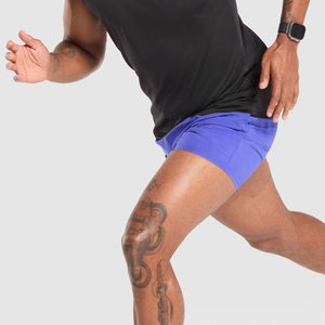 Short de sport d'été personnalisé de haute qualité pour hommes Logo brodé Stretch Fitness Gym Jogging Wear Cotton Material Pattern - Product Image 4