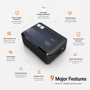 Sistema de Alimentación Ininterrumpida (UPS) Fuera de Línea de 120V 600VA 360W con Pantalla LCD para PC de Escritorio, Batería de Respaldo - Product Image 4