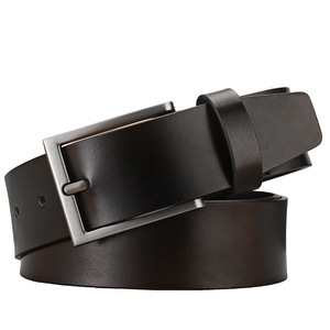 Cinturón con hebilla de cuero genuino de vaca para hombre, color negro y marrón, 3,8 cm de ancho, novedad al por mayor - Product Image 2