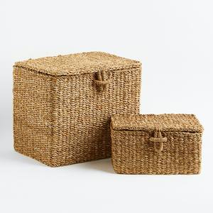 Cajas de almacenamiento de ropa de hierba marina, organizadores de paja tejida, cajas de hierba marina natural, organizador de armario - Product Image 5