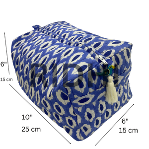 Grand sac fourre-tout matelassé vintage Indigo Ikat avec fermeture éclair, écologique et réutilisable, pour le voyage, les courses, le marché et les cosmétiques - Product Image 2