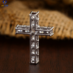 1.46 TDW Asscher Brilliant Cut Skinny Cross Diamond <b>Pendant</b> 18K White <b>Gold</b> Certified/Non Certified Diamond Cvd Diamond Jewelry - Product Image 4