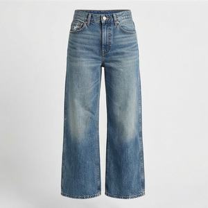 OEM ODM Cotton Baggy Women's Customized Color Jeans Wide Leg Luxury Flare Pants Wash Casual Girl Belle Femme <b>Denim</b> <b>Trousers</b> - Product Image 1