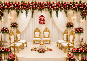 Exquisito Mandap de Boda Hindú del Sur de la India, Diseño Majestuoso, Mandap Manavarai para Bodas del Sur de la India, Nuevo Kalyana Mandapam UK - Product Image 5