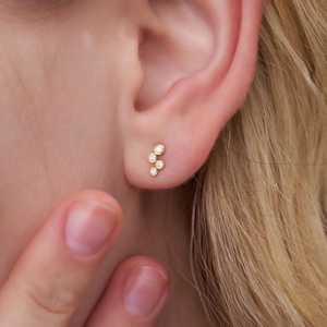 Auténtico conjunto de bisel corte redondo laboratorio cultivado diamante Stud pendientes 14K oro joyería fina boda fiesta nupcial REGALO PARA AMANTES - Product Image 5