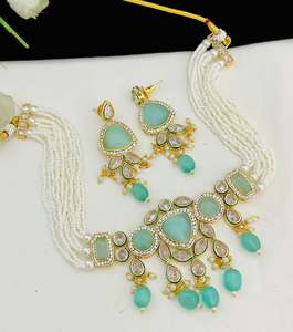 Conjunto de Gargantilla Monalisa AD para mujer, perfecto para bodas, ocasiones festivas, collar tradicional indio con pendientes - Product Image 2