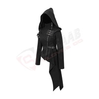 Manteau en coton gothique pour femmes, manteaux longs à capuche de style vintage, mode longue, noir, respirant, capuche gothique