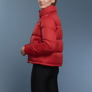 Vestes d'hiver matelassées en gros, couleur rouge unie, tissu respirant, doublure en polyester, rembourrage en coton, imperméables, vestes à bulles - Product Image 5