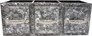 3 Compartments Rustic Galvanized Rectangular Cutlery Holder with Handles - Product Image 5