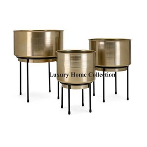 Modern Design Metallic Decorative Flower Display Planter and <b>Pot</b> With <b>Gold</b> Color and Black Color Frame 3 Legs Home Decorate - Product Image 2