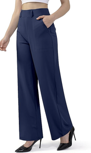 Pantalons larges à jambes droites pour femmes, pantalons de travail à enfiler, pantalons décontractés pour le travail, avec poches, vente en gros directe d'usine, nouvelle arrivée - Product Image 2