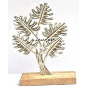 Finition couleur argent brillant poli robuste en métal fait Sculpture de concepteur d'arbre avec Base en marbre blanc Accents de décoration pour la maison - Product Image 4