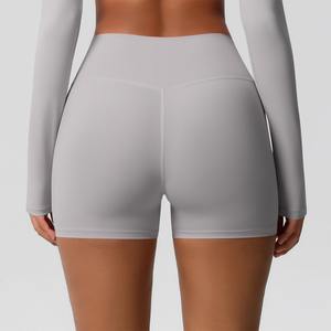Shorts de course sans couture en gros, shorts de fitness et de cyclisme invisibles avec effet froncé aux fesses, shorts de yoga personnalisables pour femme - Product Image 2