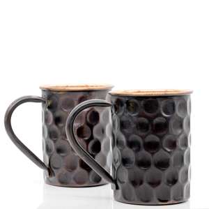 Tazas de cobre puro de mula de Moscú con acabado antiguo de la mejor calidad, tazas de cobre de cóctel de agua martillada. - Product Image 4