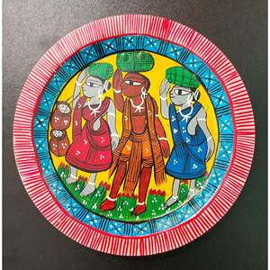 Mukherjee Handicrafts Exquisite Handpainted Aluminium <b>Plate</b> Patachitra Art <b>Wall</b> Hanging 23cm X 23cm - Product Image 4