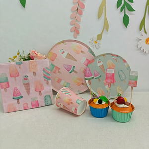 Juego de Vajilla Desechable para Fiesta de Helados DAMAI, 80-100 Piezas, Platos, Vasos, Servilletas, Artículos para Fiestas de Cumpleaños, Diseño Moderno - Product Image 1