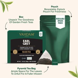 VAHDAM, Earl Grey Black <b>Tea</b> Bags (100 Count) Medium Caffeine - Product Image 5