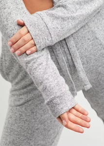 Tela de gran tamaño y cálida para damas, jersey de longitud corta, sudadera de algodón de gran tamaño, Sudadera de cuello redondo de peso personalizado - Product Image 4