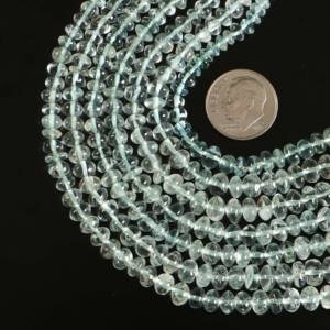 Cuentas redondas lisas de aguamarina natural de 4-7 mm, cuentas sueltas de aguamarina para la fabricación de joyas, por mayorista indio. - Product Image 2