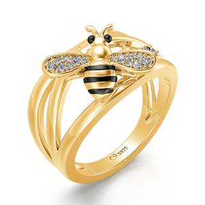 Jeulia Honey Bee Crossover <b>Adjustable</b> Sterling <b>Silver</b> <b>Ring</b> - Product Image 2