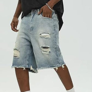 Vêtements décontractés avec logo personnalisé Shorts vieillis pour hommes à vendre Shorts vieillis vintage en coton à vendre - Product Image 2